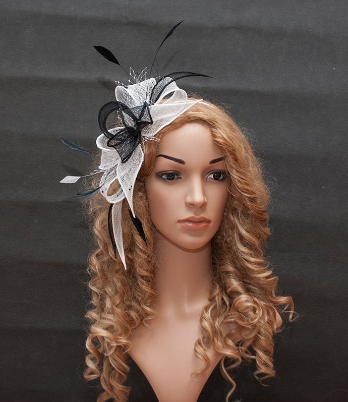 Weiß Und Schwarz Hochzeit Fascinator, Weiß Fascinator Weiß Und Schwarz Hochzeit Fascinator, Weiß Fascinator von MargeIilane