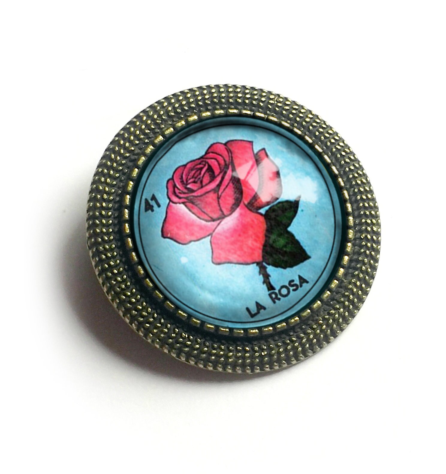 La Rosa Rose Loteria Themen Vintage Inspiriert Pin Brosche von MarginaliaWorks