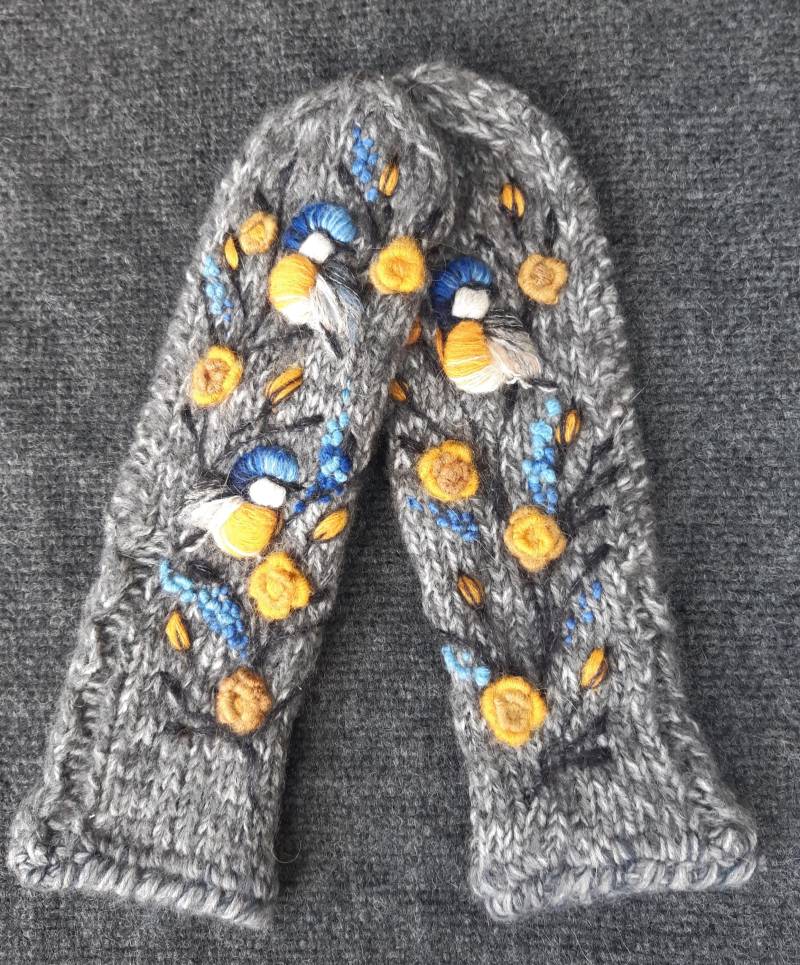 Handgestrickte Handschuhe Aus Merinowolle Mit Vogelstickerei, Winteraccessoires, Weich Und Lässig, Weihnachtsgeschenk, Geschenk Für Sie, Öko-Leben Handgestrickte Handschuhe Aus Merinowolle Mit Vogelstickerei, Winteraccessoires, Weich Und Lässig, Weihnachtsgeschenk, Geschenk Für Sie, Öko-Leben von MargitCraft