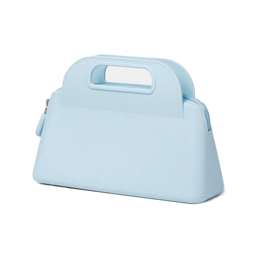 Reise-Make-up-Tasche, Silikon-Kosmetiktasche für Damen, Kosmetik-Organizer mit Reißverschluss, wasserdichte Reise-Kulturbeutel, Hautpflege-Tasche mit Griff, bule, Make-up-Tasche von Marhaliya