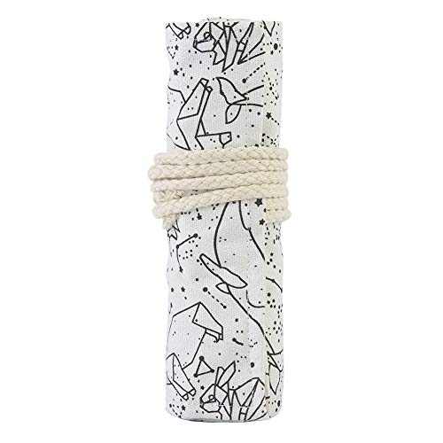 Marhynchus 36 Löcher Leinwand Federmäppchen, Zeichenutensilien Roll Up Federbeutel Halter Schreibwaren Organizer Aufbewahrungstasche für Schule Büro Kunsthandwerk(#01) von Marhynchus