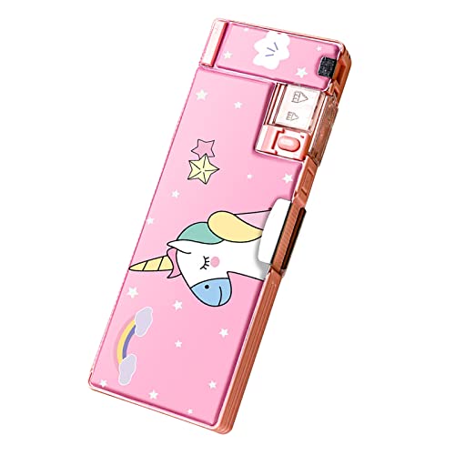 Marhynchus Großer Bleistiftkoffer mit Cartoon -Design, Eingebauter Spitzer, Tragbarer Bleistiftbeutel für Studenten (Dinosaurier) (Raumfahrer) (Einhorn) von Marhynchus