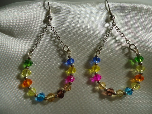 Bunte Kristall Perlen Teardrop Ohrringe Baumeln von MariFlorCreations