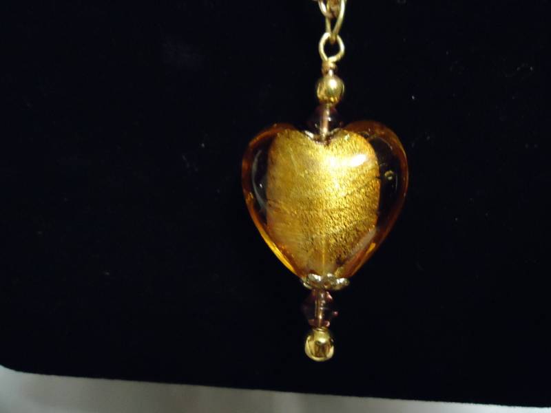 Goldene Lampwork Herz Halskette Goldene Lampwork Herz Halskette von MariFlorCreations