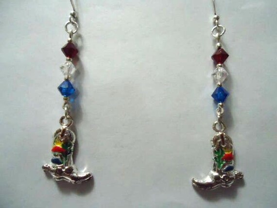Southwestern Silver Boots Und Swarovski Elements Kristallen Ohrringe Southwestern Silver Boots Und Swarovski Elements Kristallen Ohrringe von MariFlorCreations