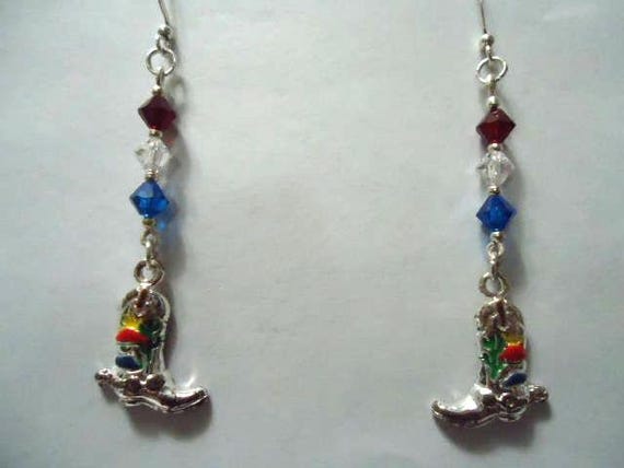 Southwestern Silver Boots Und Swarovski Elements Kristallen Ohrringe Southwestern Silver Boots Und Swarovski Elements Kristallen Ohrringe von MariFlorCreations