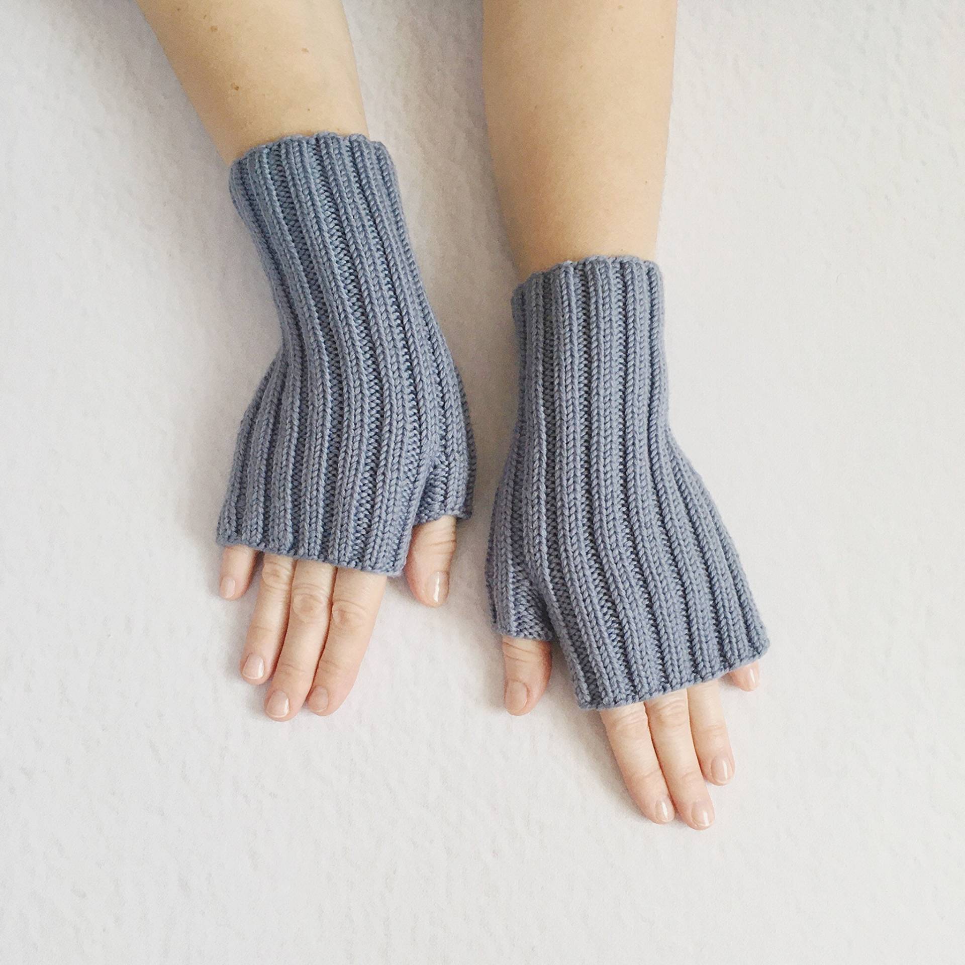 Blaue Fingerlose Handschuhe Für Damen, Geschenk Freundin von MariKnit