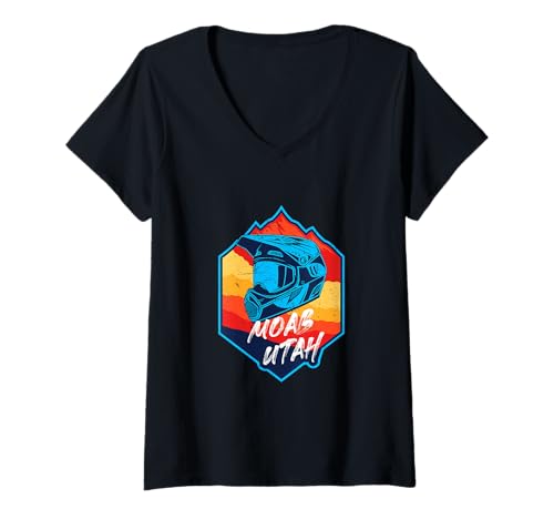 Damen Mountainbike-Helm Moab Utah Extreme Sport Vintage Retro T-Shirt mit V-Ausschnitt Damen Mountainbike-Helm Moab Utah Extreme Sport Vintage Retro T-Shirt mit V-Ausschnitt von Maria And Flox