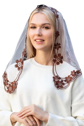 Maria Veils Katholische Mantilla Mass Infinity Schleier Kirche Spitzenschleier Spanische Kapelle Masse Kopfbedeckung Kurz, Braun/Hautfarben, Kurze Schlauch Maria Veils Katholische Mantilla Mass Infinity Schleier Kirche Spitzenschleier Spanische Kapelle Masse Kopfbedeckung Kurz, Braun/Hautfarben, Kurze Schlauch von Maria Veils