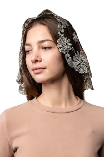 Maria Veils Katholischer Mantilla Mass Infinity Schleier Kirche Spitzenschleier Spanische Kapelle Masse Kopfbedeckung Schleier kurz, Gold/Schwarz, Kurze Schlauch Maria Veils Katholischer Mantilla Mass Infinity Schleier Kirche Spitzenschleier Spanische Kapelle Masse Kopfbedeckung Schleier kurz, Gold/Schwarz, Kurze Schlauch von Maria Veils