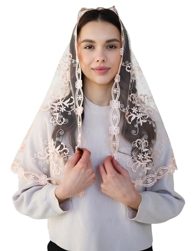 Maria Veils Katholischer Mantilla Mass Infinity Schleier Kirche Spitzenschleier Spanische Kapelle Masse Kopfbedeckung Schleier lang, Pfirsich, Lange Maria Veils Katholischer Mantilla Mass Infinity Schleier Kirche Spitzenschleier Spanische Kapelle Masse Kopfbedeckung Schleier lang, Pfirsich, Lange von Maria Veils