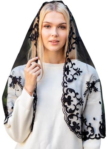 Maria Veils Katholischer Mantilla Mass Infinity Schleier Kirche Spitzenschleier Spanische Kapelle Masse Kopfbedeckung Schleier lang, Schwarz, Lange Maria Veils Katholischer Mantilla Mass Infinity Schleier Kirche Spitzenschleier Spanische Kapelle Masse Kopfbedeckung Schleier lang, Schwarz, Lange von Maria Veils