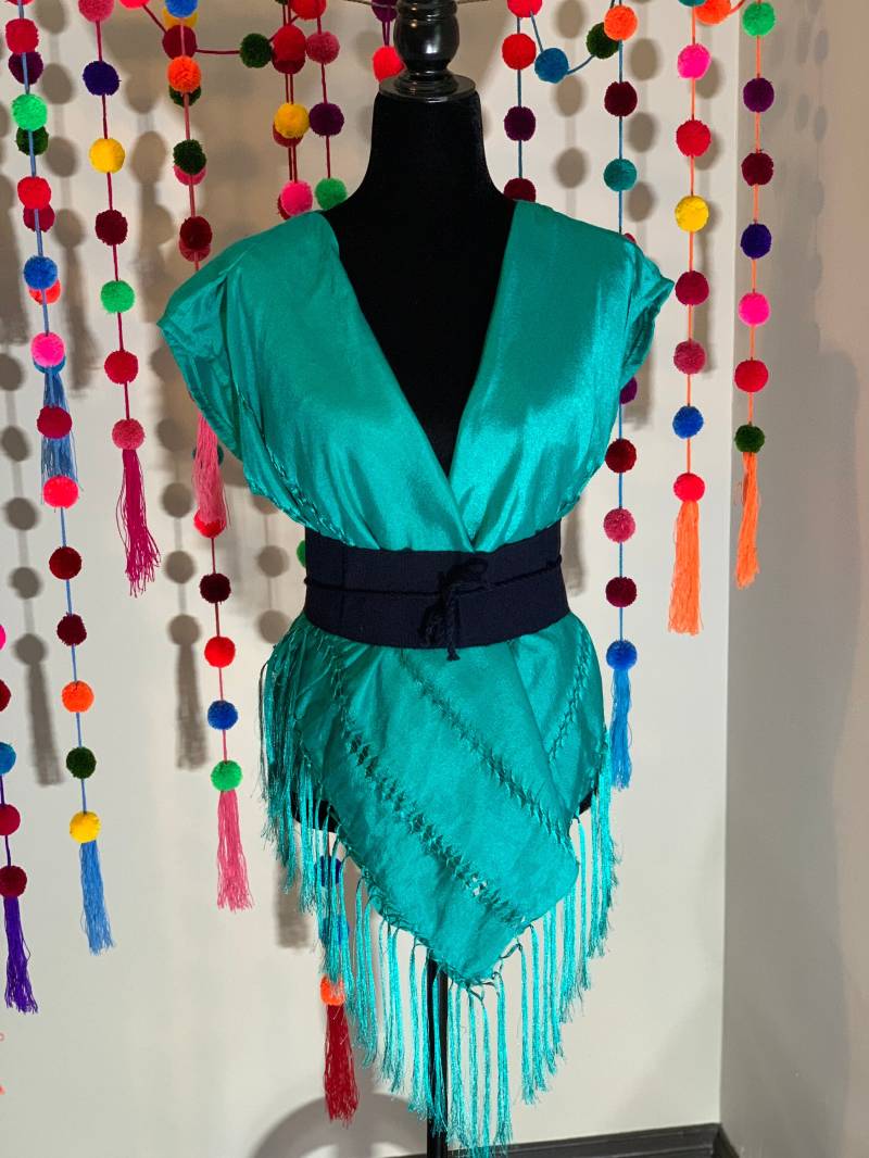 Bluse- Strickjacke - Blaue Bluse-Formale Bluse-Seda Bluse-Größe M von MariaBonitaStoreUS