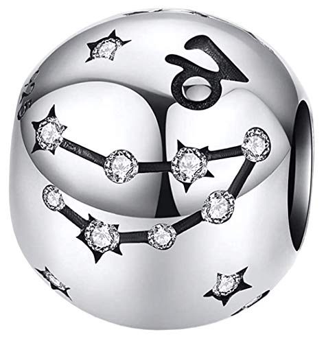 MariaFonte Charm Anhänger Neu 2024 Sternzeichen Original Angebot Perlen Armband Silber 925 Günstig Mama Kompatibel Glücksbringer Herz Familie Frau Weihnachten Mädel Geburtstag Hochzeitstag Jubiläum von MariaFonte