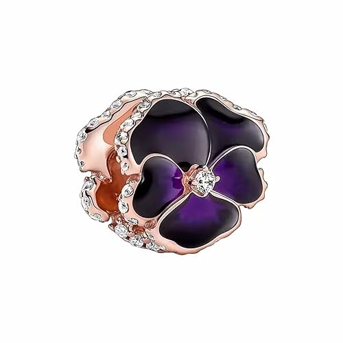 MariaFonte Charm kompatibel mit allen Marken Violett des Gedankens Blau Rosa Violett Original Charming Silber 925 Freundschaft Mutter Bead Glücksbringer Herz Familie Perlen Weihnachten Damen Set, uni, von MariaFonte