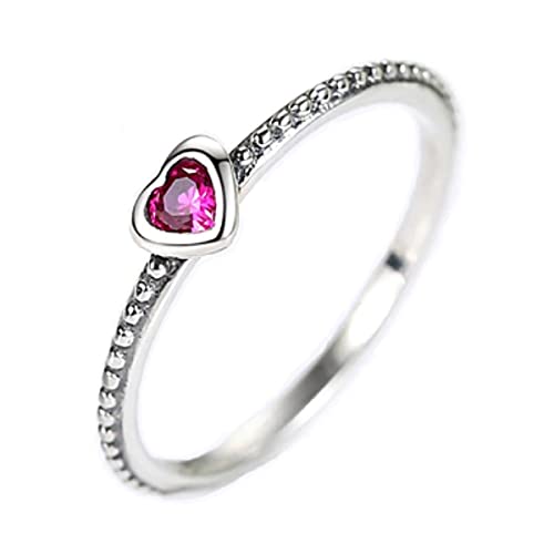 Ring New 2024 MariaFonte 925er Silber Herz Rosa Damen Solitärring Rosenkranz Zirkonia Echt Schlange Erhältlich in 4 Größen Indianer Stein Kreis Sterling Silber Plattiert Freundschaft Mädchen von MariaFonte