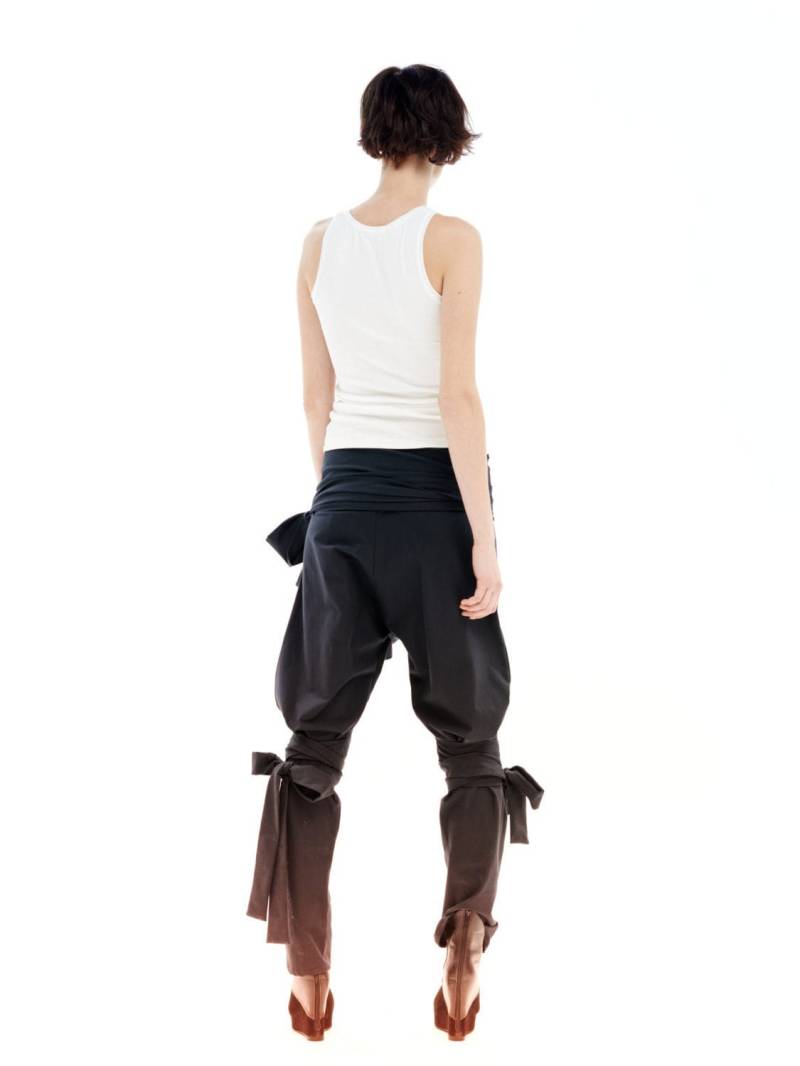 Damen Haremshose Mit Bändern, Schwarze Baumwollhose, Avantgarde Dekonstruierte Hose, Steampunk Kleidung, Hose Tiefem Schritt von MariaQueenMaria