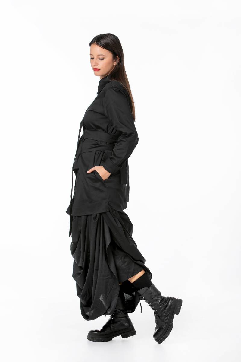 Drapierter Maxirock, Kleidung in Übergröße, Loose Fit Rock, Verwandelbarer Avantgarde Rock Für Frauen, Übergröße Baumwollrock von MariaQueenMaria