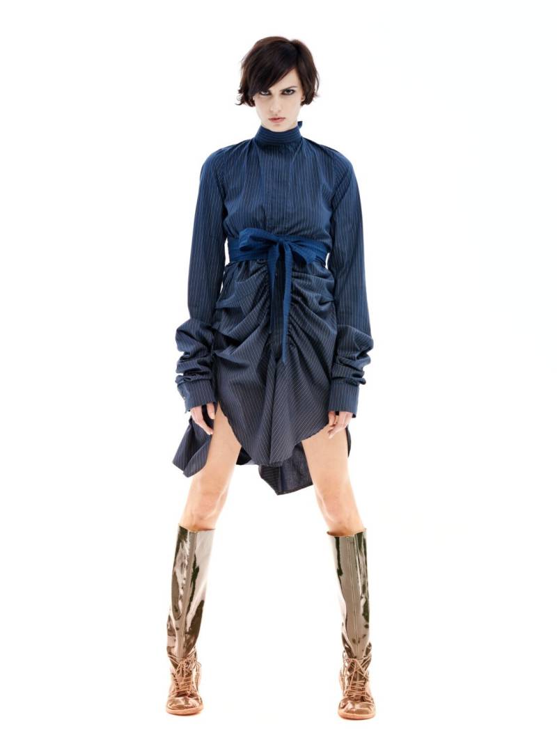 Gerafftes Tunika-Shirt Mit Vorderem Band, Stehkragen-Shirt Gewickeltem Rücken, Avantgarde-Kleidung von MariaQueenMaria