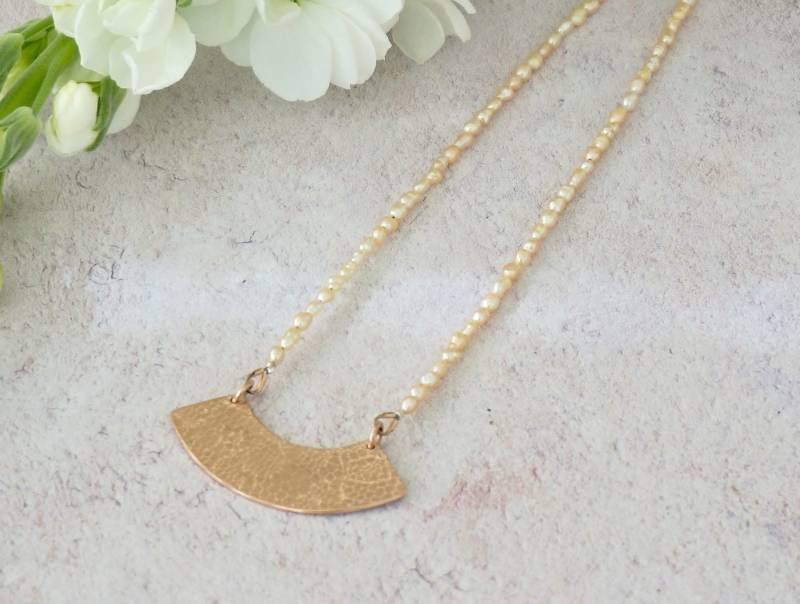 Elegante, Rosegold Vermeil Und Natürliche Süßwasser Perlen Halskette Elegante, Rosegold Vermeil Und Natürliche Süßwasser Perlen Halskette von MariaSavvaJewellery