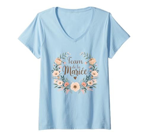 Damen EVJF Personalisiert Team Braut T-Shirt mit V-Ausschnitt Damen EVJF Personalisiert Team Braut T-Shirt mit V-Ausschnitt von Mariage Bride Kit EVJF Mariée