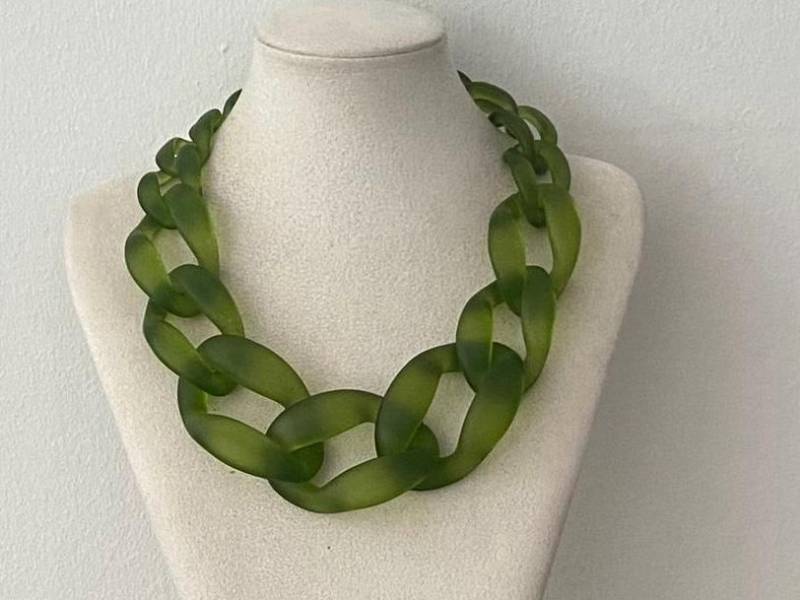Halskette Statement Damenkette Gliederkette Chunky Kette Modeschmuck Acryl Bib Matt von Mariandldesign