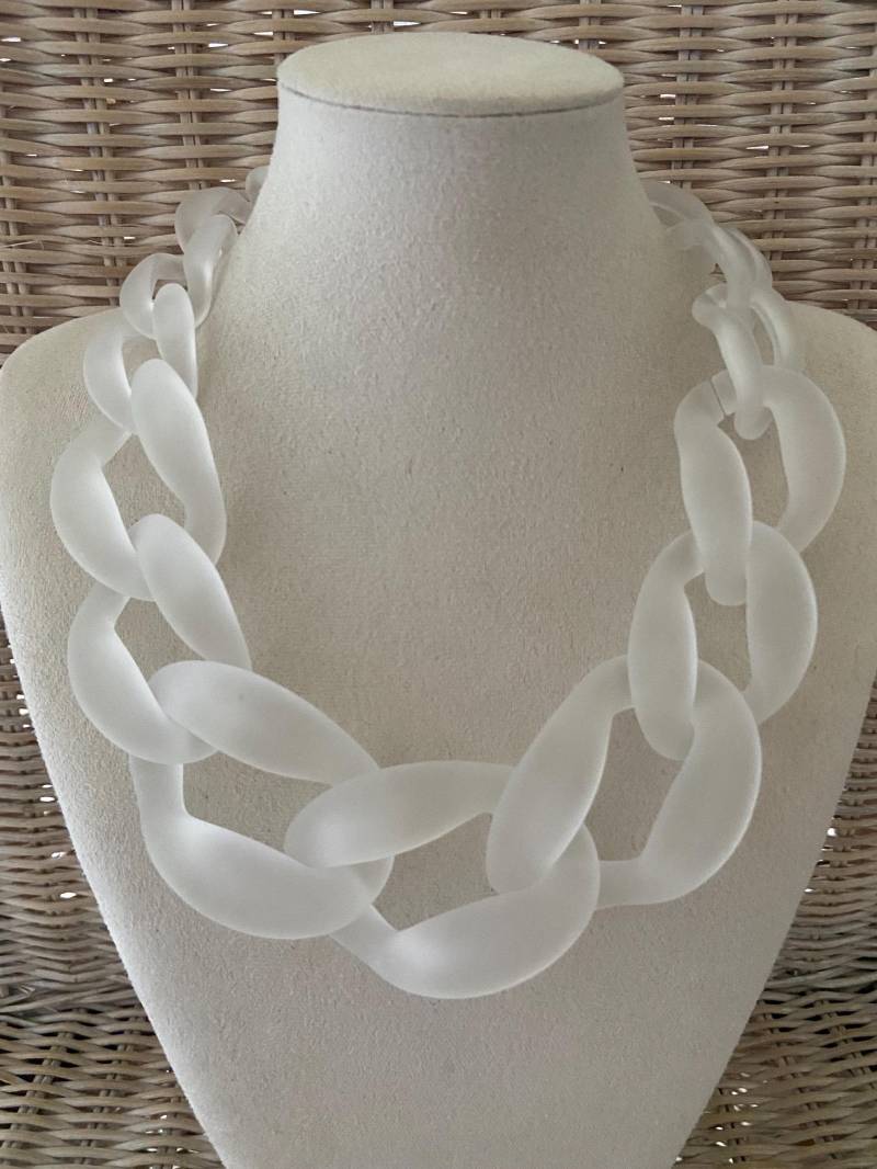 Halskette Statement Damenkette Gliederkette Chunky Kette Modeschmuck Acryl Bib Matt von Mariandldesign