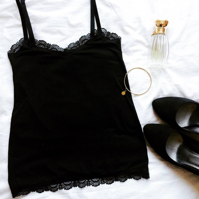 Schwarze Strappy Tank-Top - Bio Nachtwäsche Camiblack Camisole Abend Schwarze Schwarze Strappy Tank-Top - Bio Nachtwäsche Camiblack Camisole Abend Schwarze von MariannaGiordana