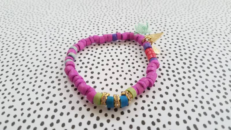 Marianna Mae Classic Bright Stretch Coco Armband Mit Quaste Und Strass Rondellen - Fuschia Marianna Mae Classic Bright Stretch Coco Armband Mit Quaste Und Strass Rondellen - Fuschia von MariannaMaeDesign
