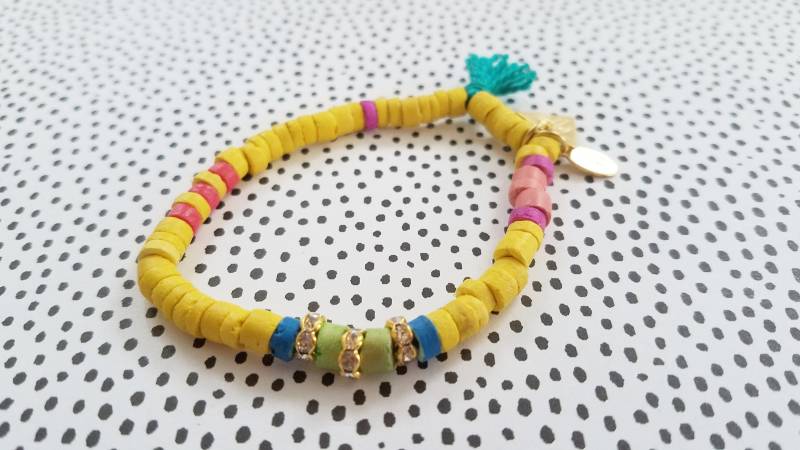 Marianna Mae Classic Bright Stretch Coco Armband Mit Quaste Und Strass Rondellen - Gelb Marianna Mae Classic Bright Stretch Coco Armband Mit Quaste Und Strass Rondellen - Gelb von MariannaMaeDesign
