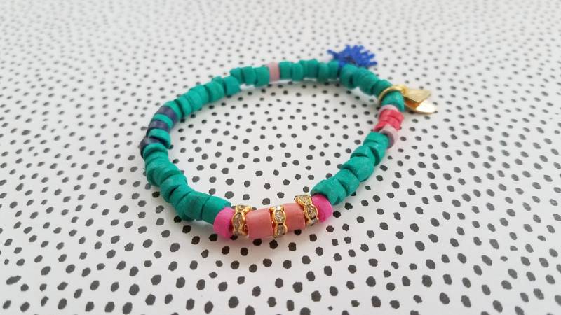 Marianna Mae Classic Bright Stretch Coco Armband Mit Quaste Und Strass Rondellen - Teal Green Marianna Mae Classic Bright Stretch Coco Armband Mit Quaste Und Strass Rondellen - Teal Green von MariannaMaeDesign
