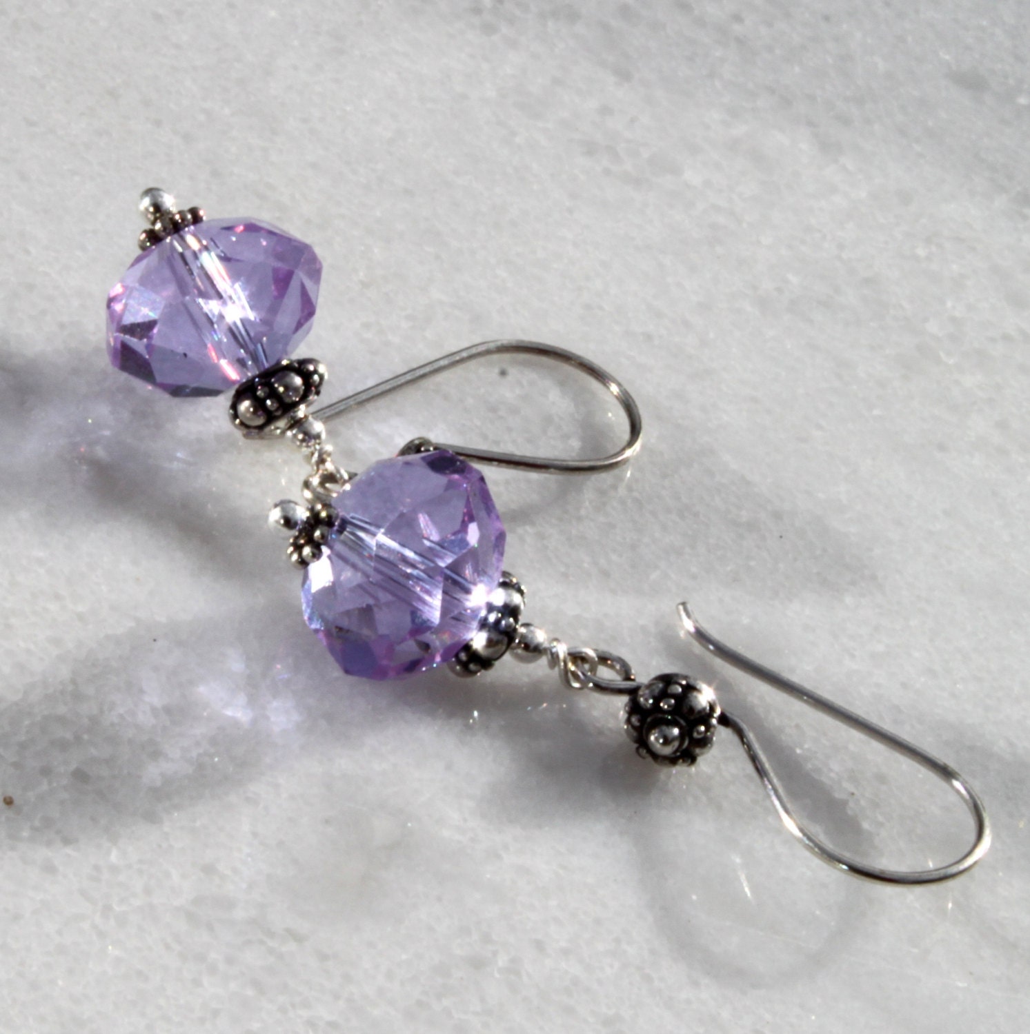 Amethyst Kristall Ohrringe Sterling Silber, Facettiertes Glas Amethyst Kristall Ohrringe Sterling Silber, Facettiertes Glas von MarianneDegener