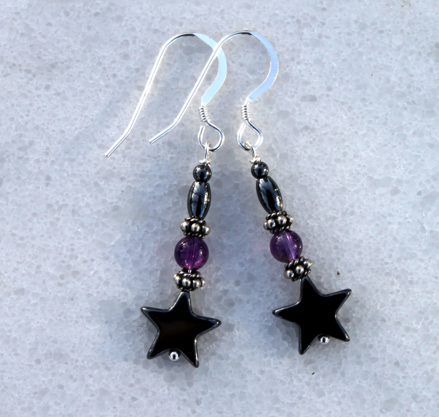 Hämatit Stern Ohrringe Amethyst Sterling Silber Ohrhänger Hämatit Stern Ohrringe Amethyst Sterling Silber Ohrhänger von MarianneDegener