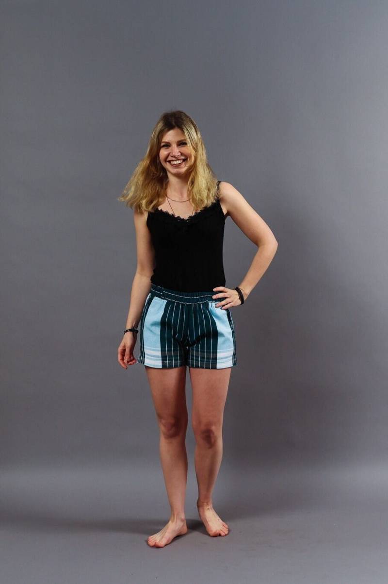 Kikoyshort "Chui" - Türies/Hellblau Baumwolle Handarbeit Fair von MaridadiFashionDE