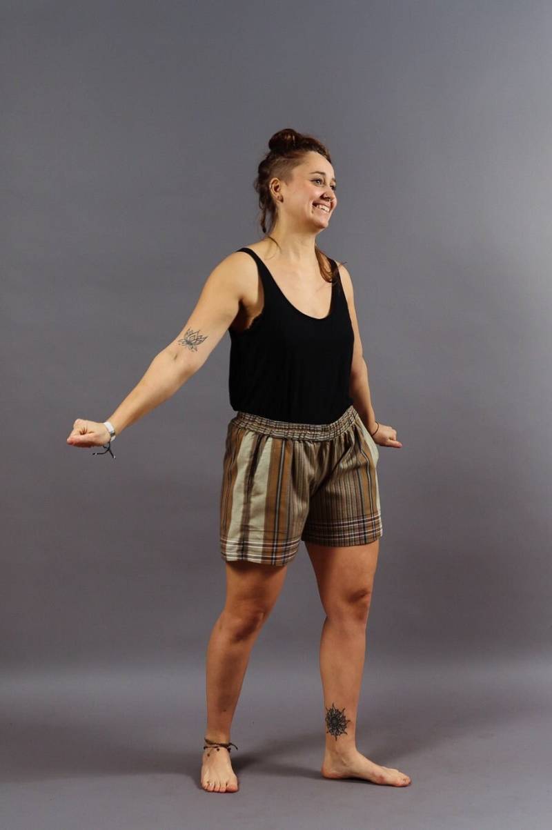 Kikoyshorts "Chui" - Braun/Beige/Gestreift Baumwolle Handarbeit- Fair von MaridadiFashionDE