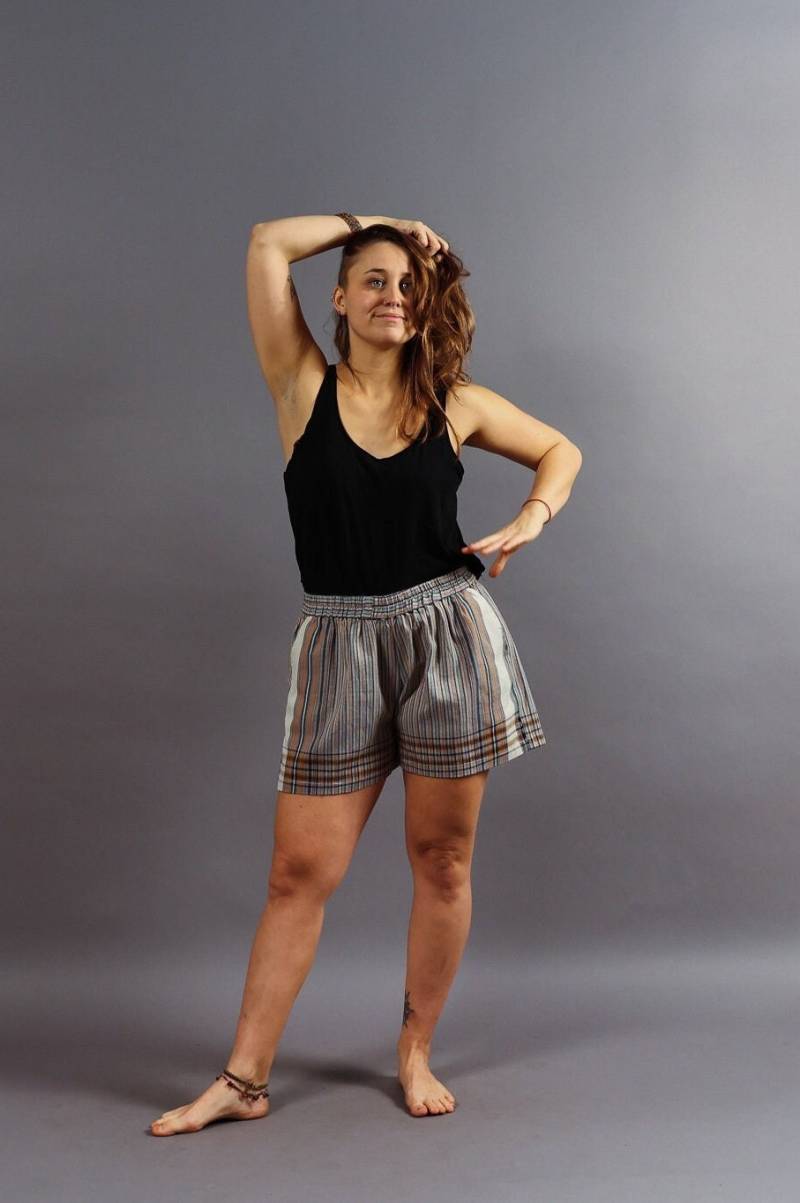 Kikoyshorts "Chui" - Braun/Grau Baumwolle Handarbeit Fair von MaridadiFashionDE