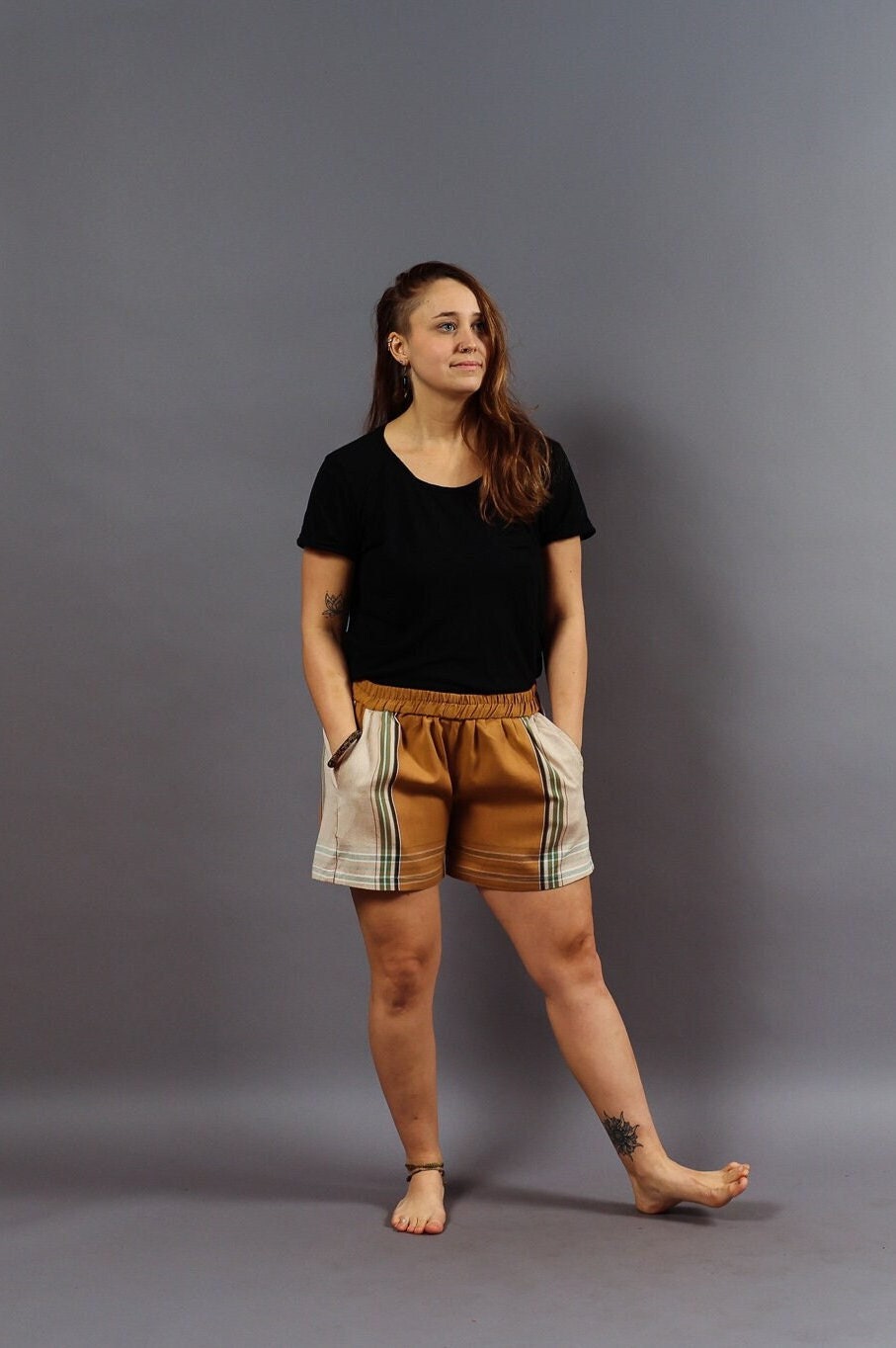 Kikoyshorts "Chui" - Braun Baumwolle Fair Handarbeit von MaridadiFashionDE