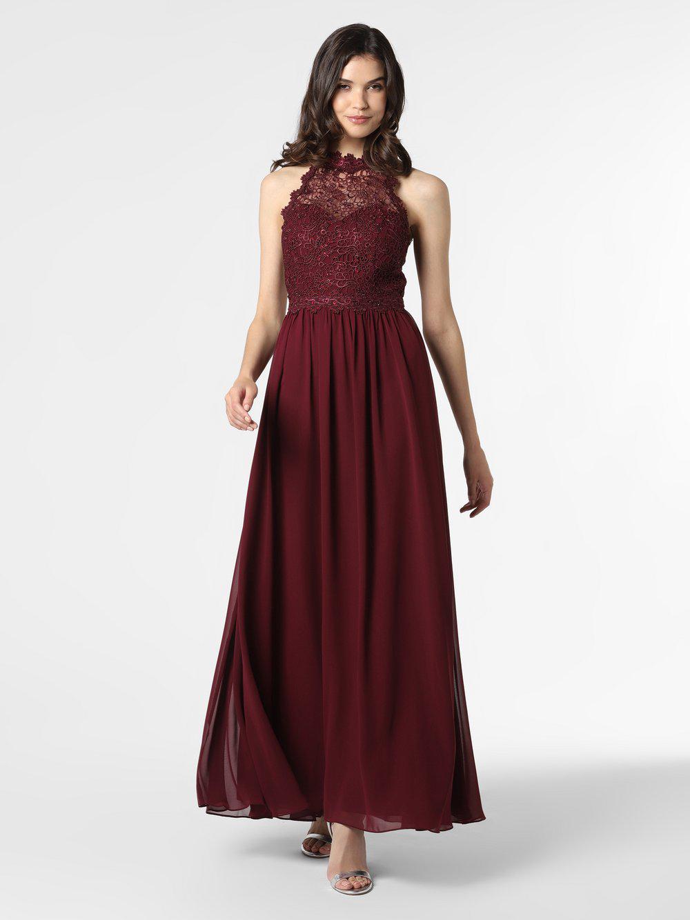 Marie Lund Abendkleid Damen Spitze Rundhals, bordeaux von Marie Lund