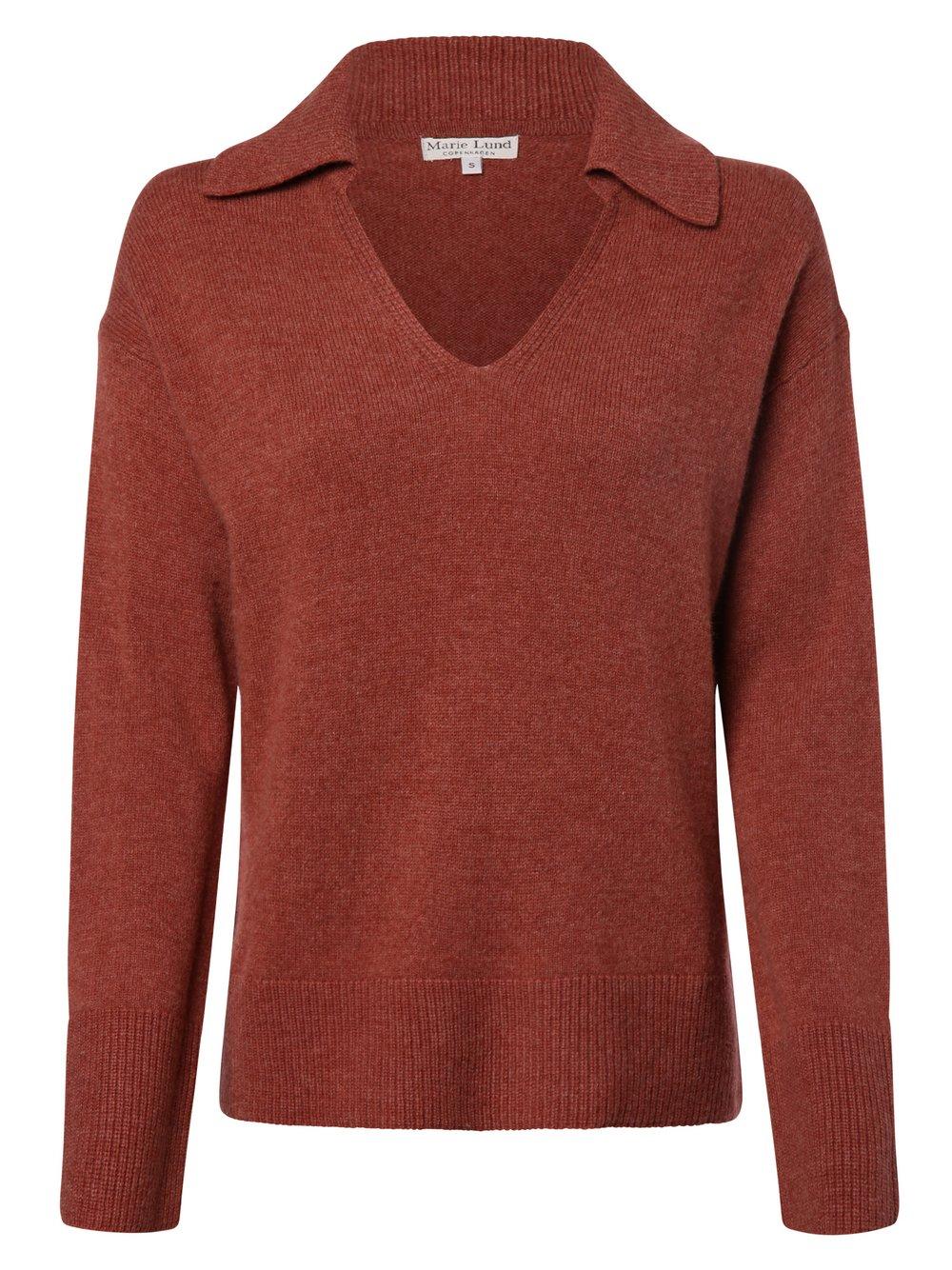 Marie Lund Pullover aus Merinowolle Damen Wolle V-Ausschnitt, terra von Marie Lund