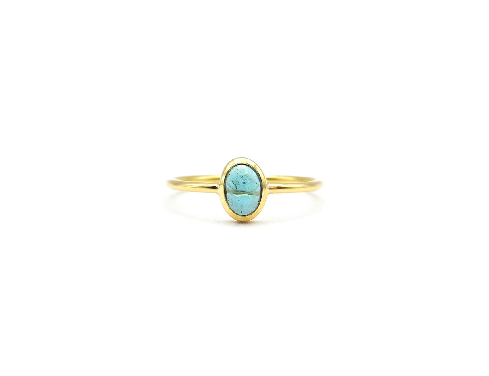 Turmalingoldring, 750-Goldring Mit Blauem Turmalin, Ringgröße 51 von MarieCharlottePiel