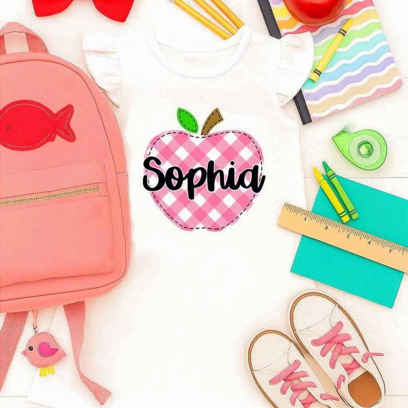 Mädchen Kleid Zum Schulanfang, Schulanfangkleid, Personalisierbares Apfelkleid, Fauxapfelkleid von MarieCompany