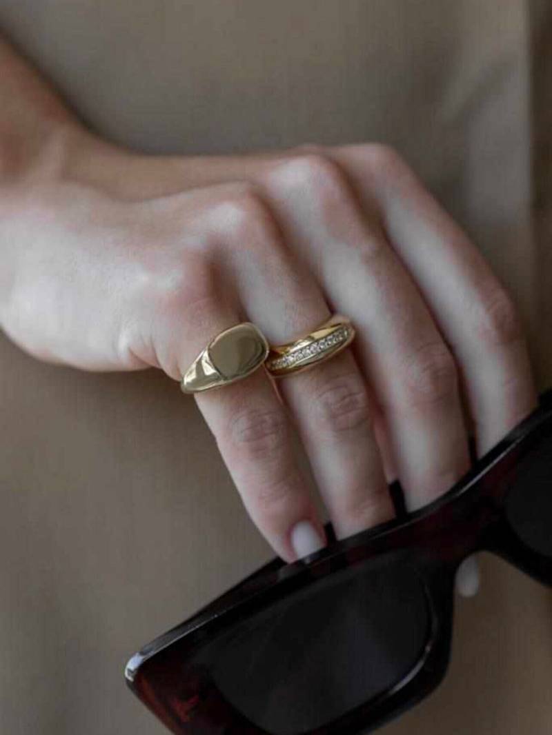 Dome Ring Mit Cz, Eleganter Gold Ring, Diamant Statement Chunky Bubble Solid Minimalist Goldring, Zierliche von MarieRoseBijoux