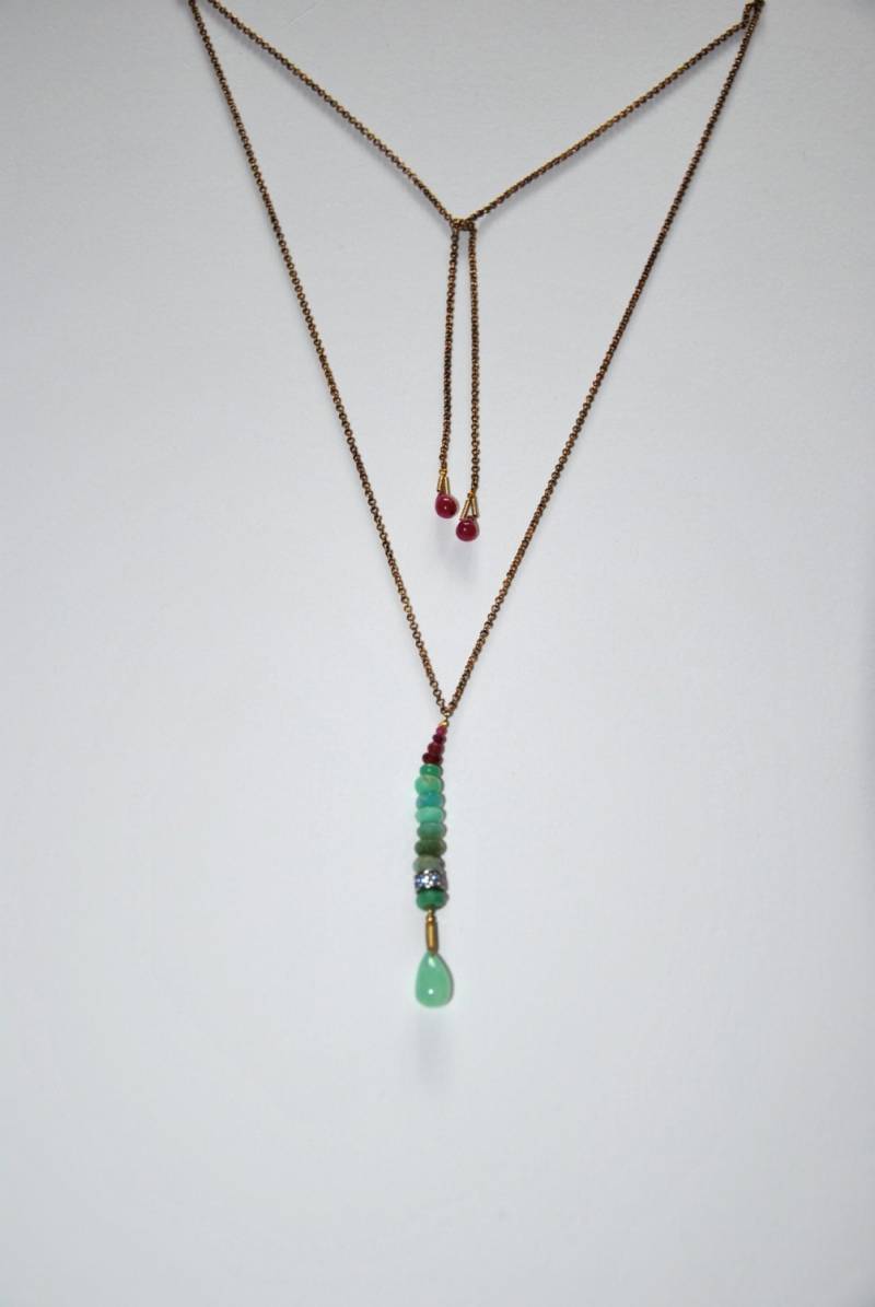 Doppel Kette Jahrgang Vermail, Rubin Und Unteres von MarieSubirana