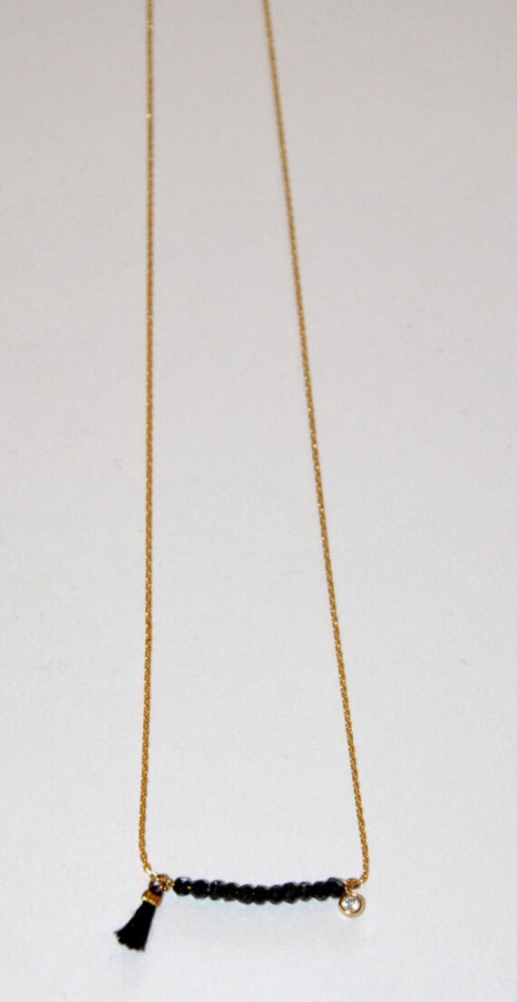 Feine Vergoldete Kette, Mikro Perlen, Onyx Und Zirkon von MarieSubirana