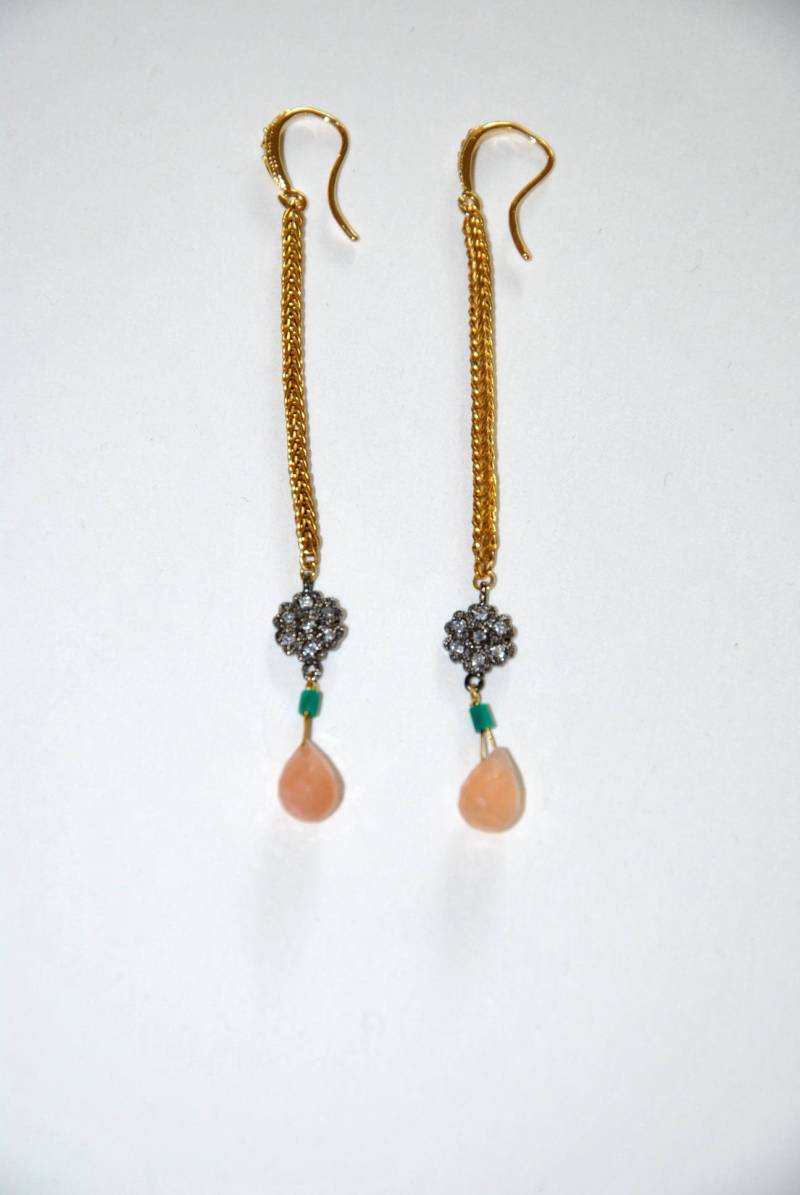 Jahrgang Rosa Mondsteinohrringe von MarieSubirana