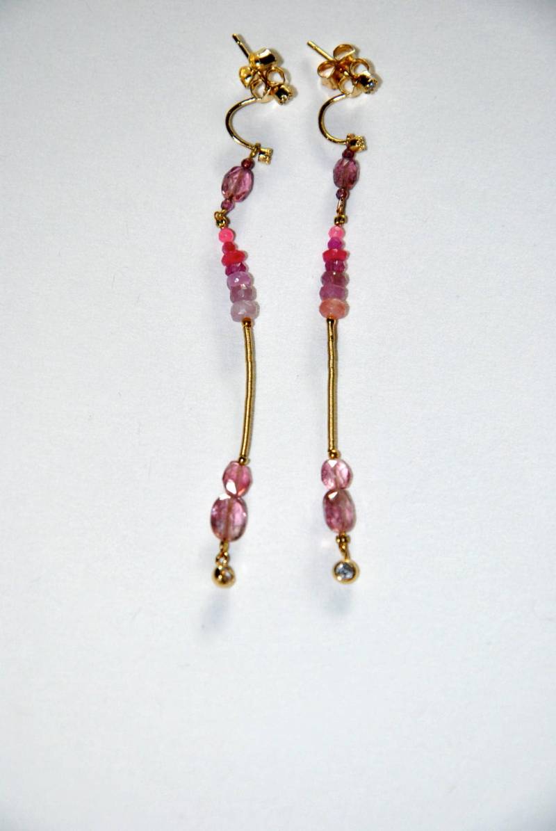 Lange Vergoldete Ohrhänger Rubin Und Rosenquarz von MarieSubirana