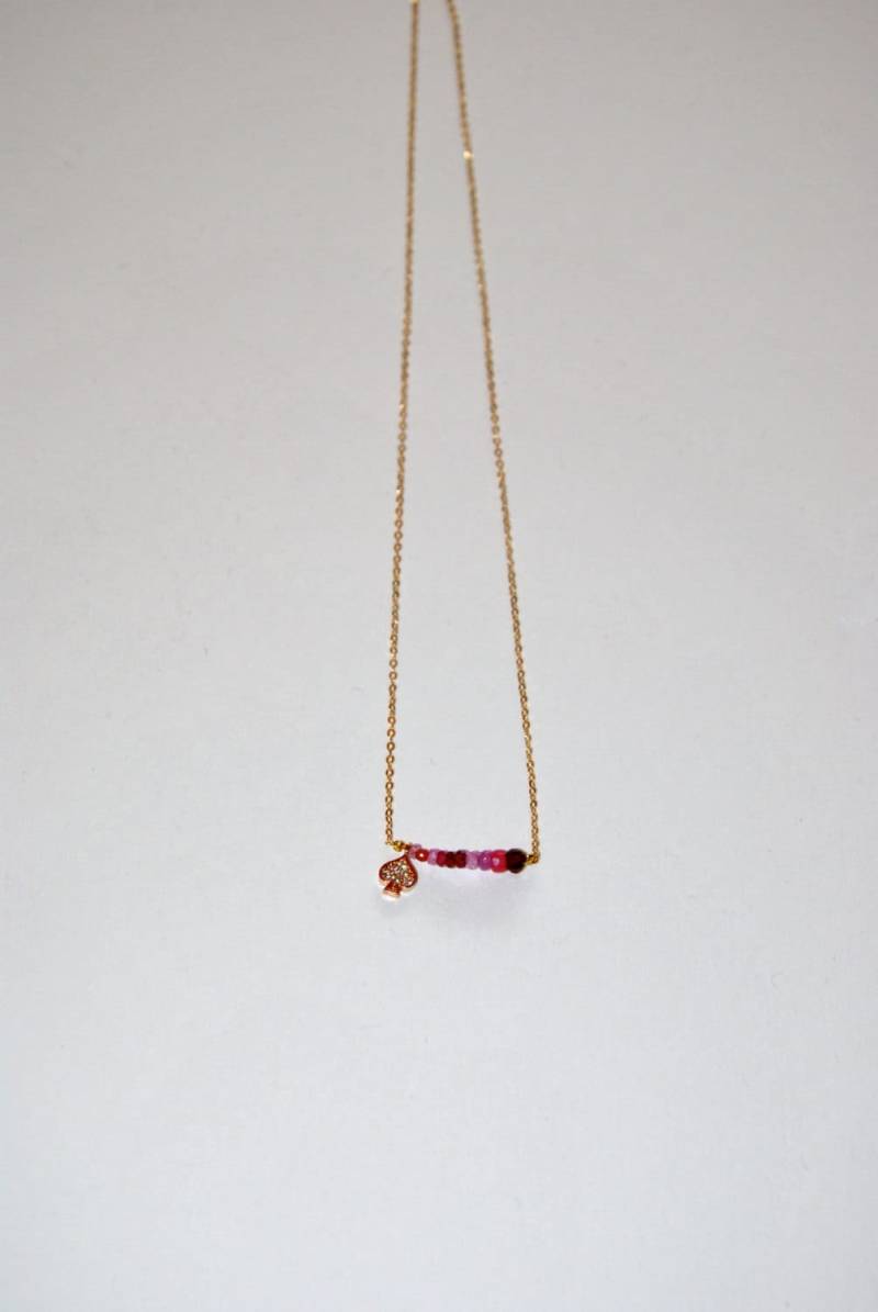 Rosa Vergoldete Kette, Mikro Rubis Und Kleine Klee Zirkone von MarieSubirana