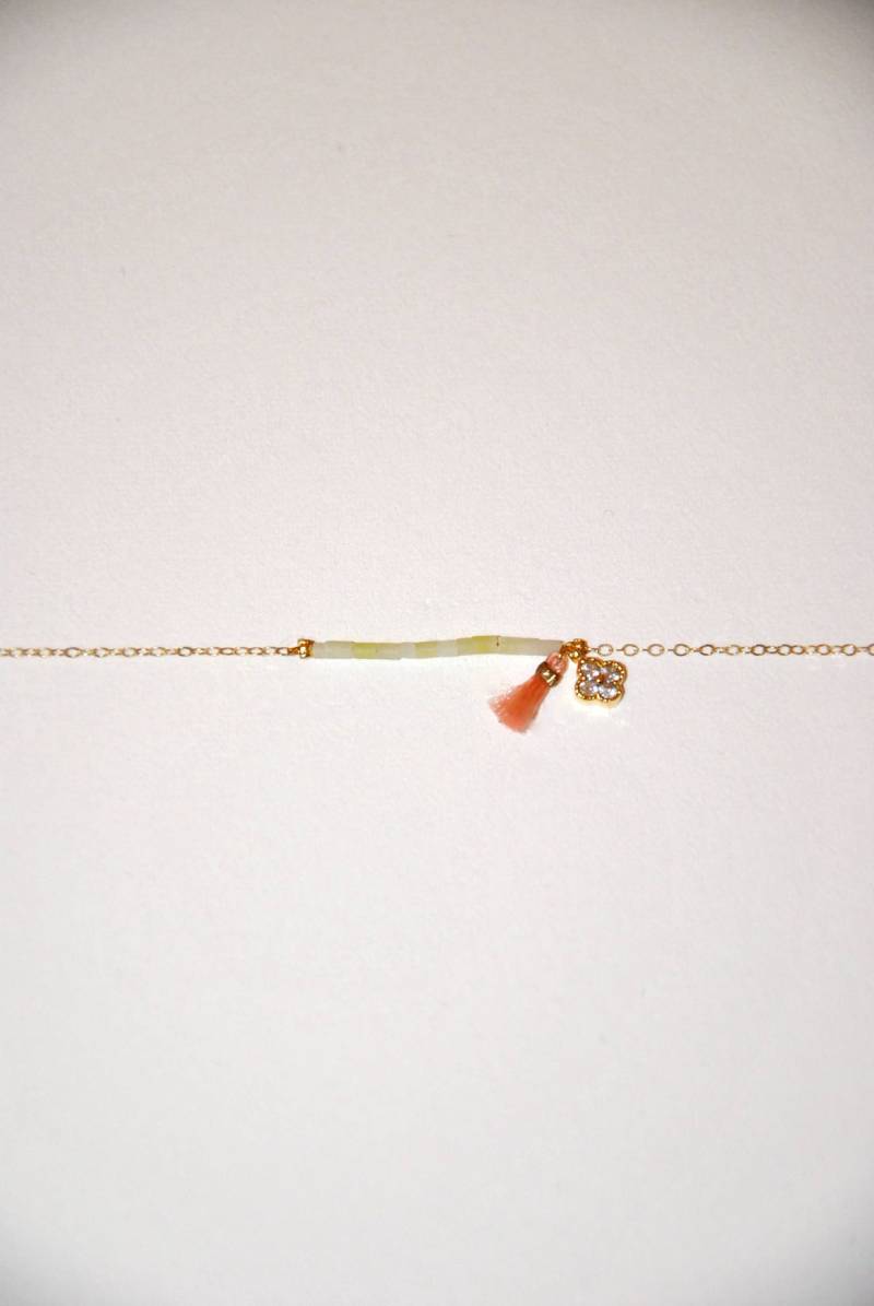 Sehr Feine Vergoldete Klee Gelbe Jade Armband von MarieSubirana