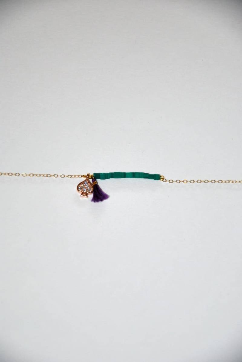 Vintage Armband Rosa Sehr Feine Kette Vergoldet Mit Klee Und Mikro-Türkisen von MarieSubirana