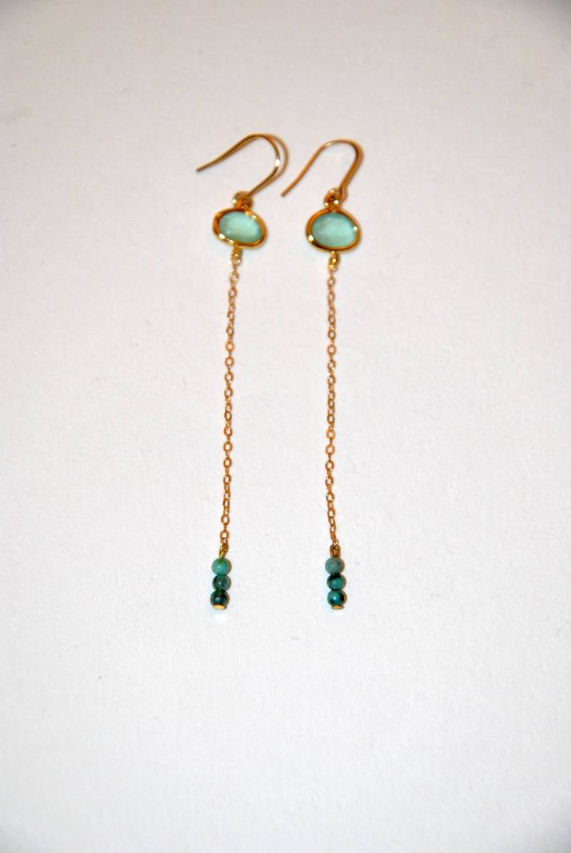 Zoisit Und Smaragd Vergoldete Ohrringe von MarieSubirana